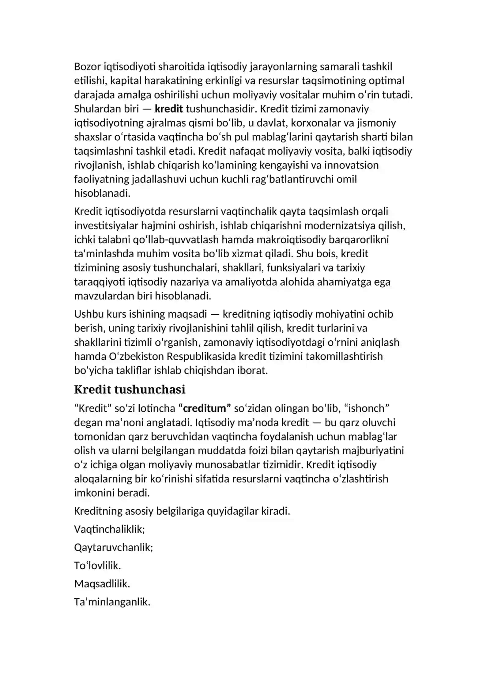 Kreditning mohiyati vazifalari va turlari 4