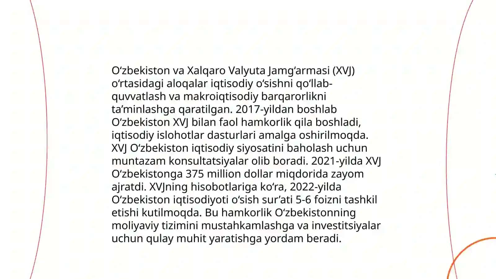 O'zbekistonning xalqaro moliya inistitutlari bilan hamkorlik aloqalari 4