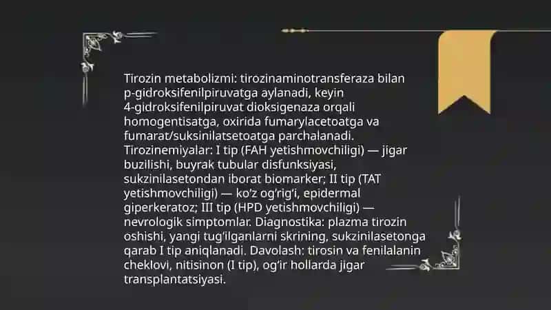 Ayrim aminokislotalar almashinuvining o'ziga xosligi 4