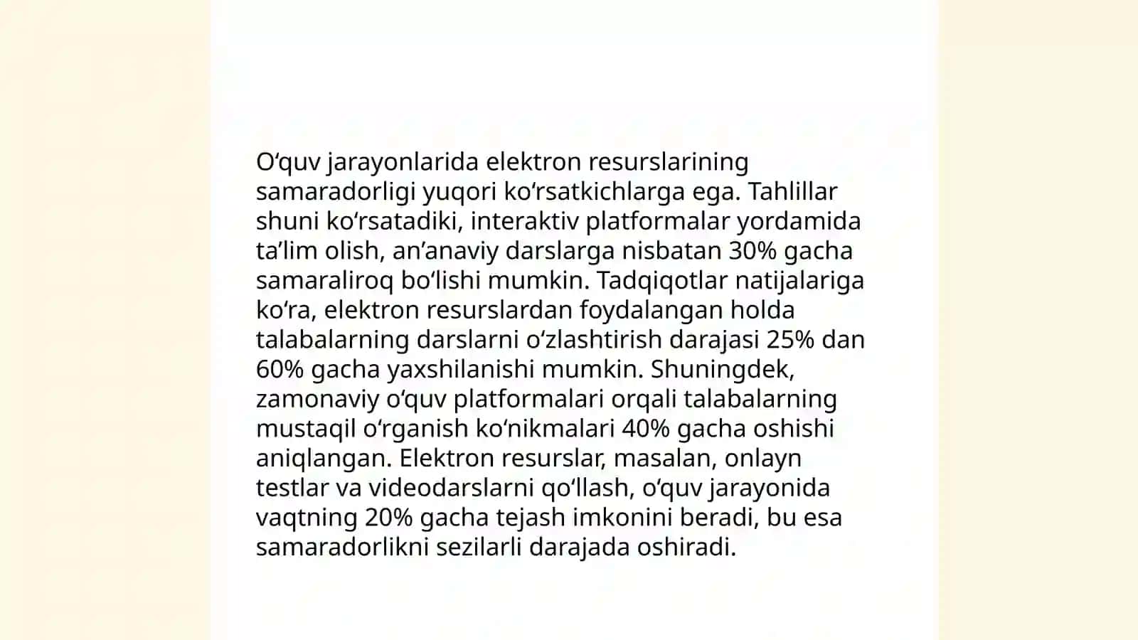 Elektron ta'lim resurslarini analiz qilish. Ularni to'g'ri tanlash 4