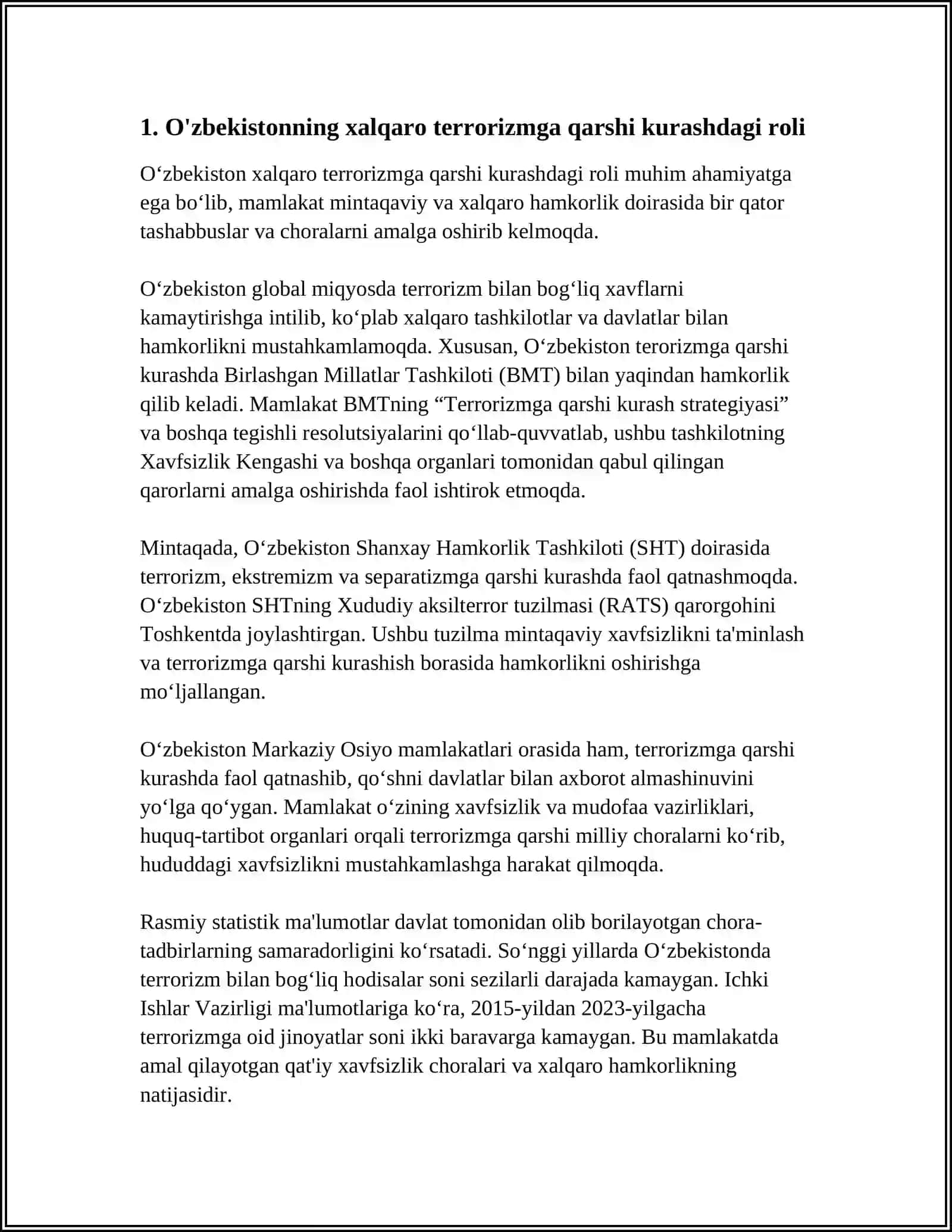 OZBEKISTONNING XALQARO TERRORIZMGA QARSHI KURASHISHDAGI ORNI 4
