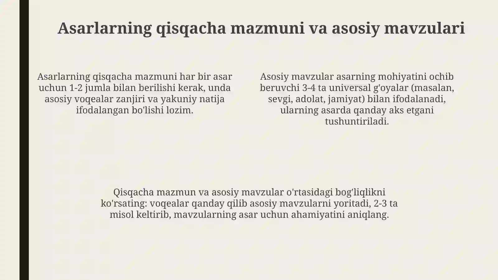 Pushkin, L.Tolstoy va hk.ning ijod mahsullari bo‘yicha tahliliy taqdimotlarga tayyorgarlik ko‘rish 4