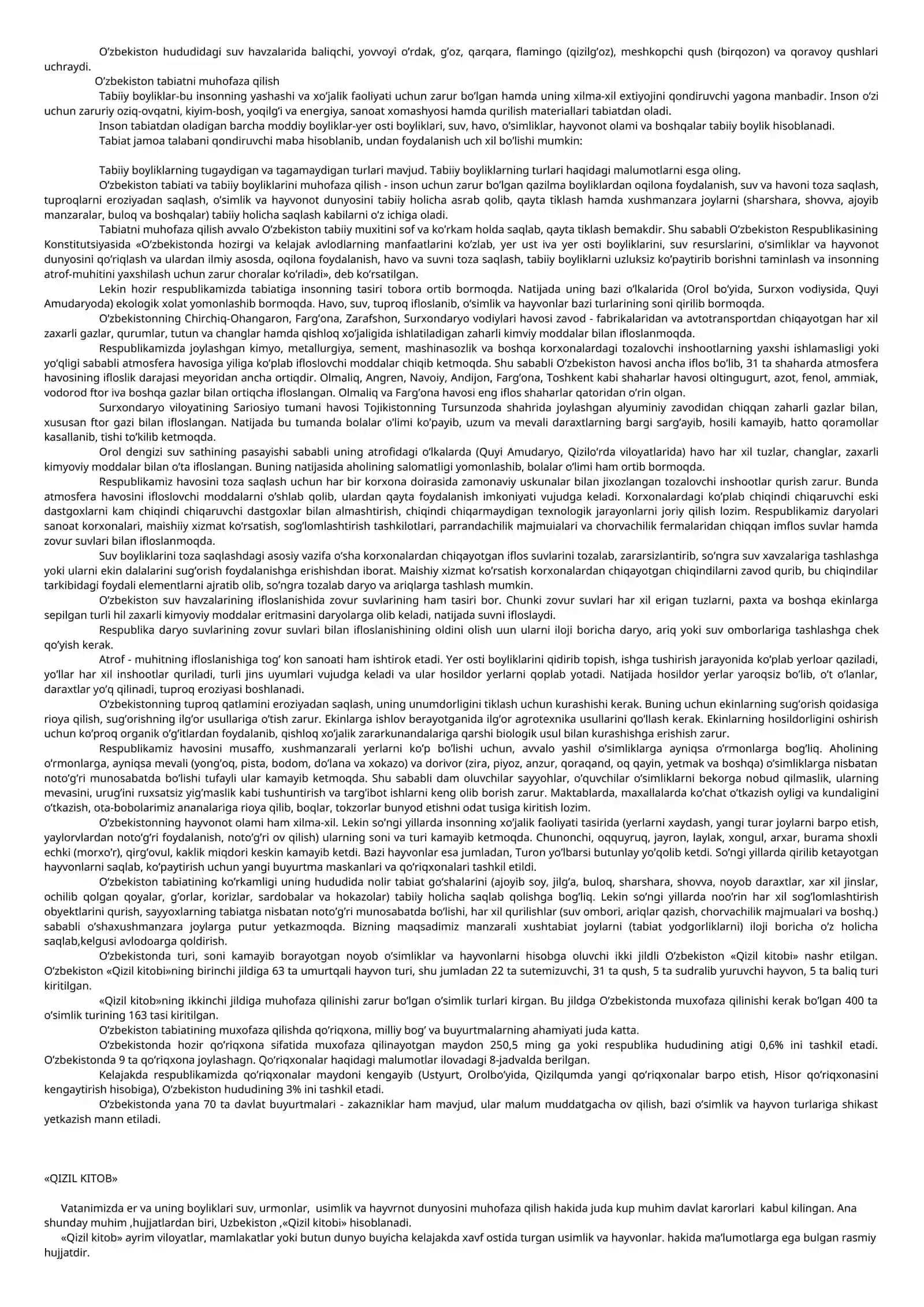 O'simlik va hayvonot dunyosini muxofaza qilish 4
