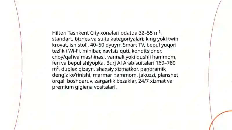 Hilton Tashkent City va Burj Al Arab taqqoslanishi 4