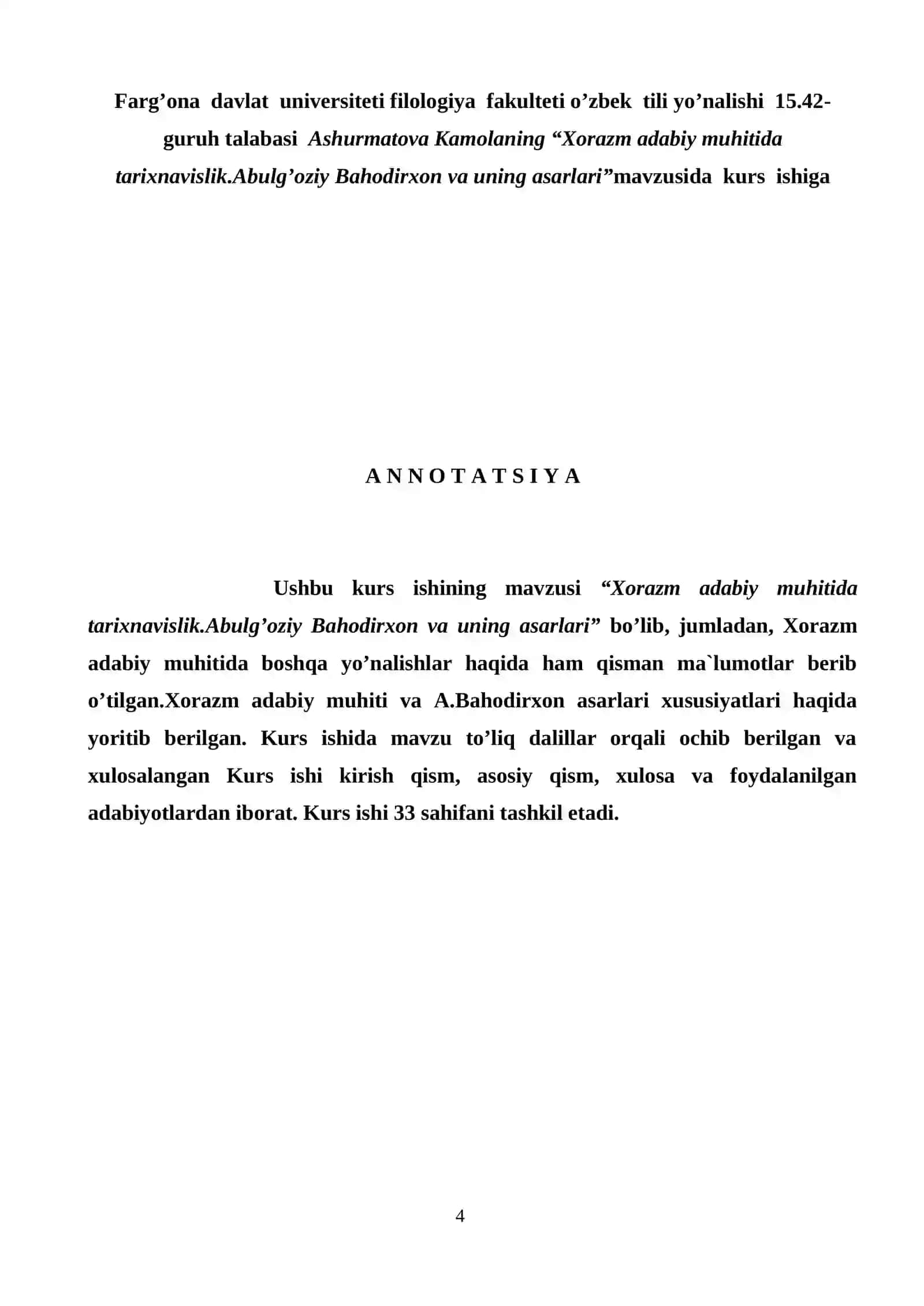 Xorazm adabiy muhitida tarixnavislik.Abulg’oziy Bahodirxon va uning asarlari 4