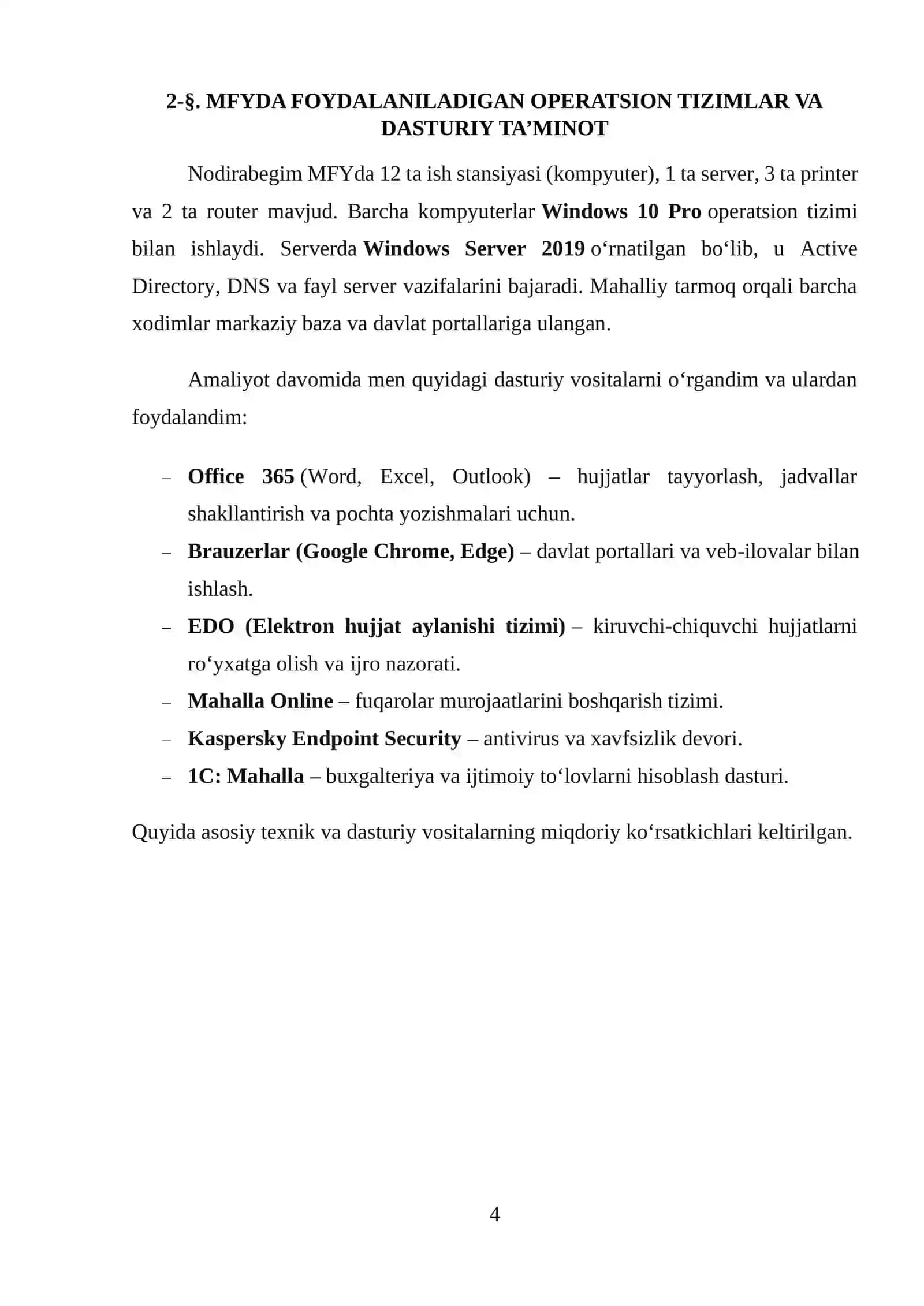 Paxtaobod tumani Nodirabegim MFY. Amaliyot hisoboti. 4