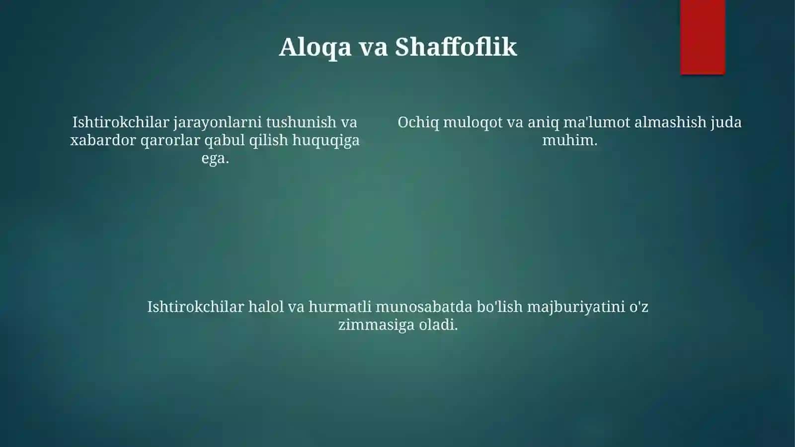 Ishtirokchilarning huquq va majburiyatlari 4