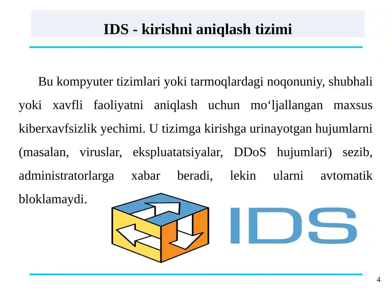 Kompyutertizimlarida masofadan ruxsatsiz foydalanishlarni aniqlash algoritmlarining qiyosiy tahlili 4