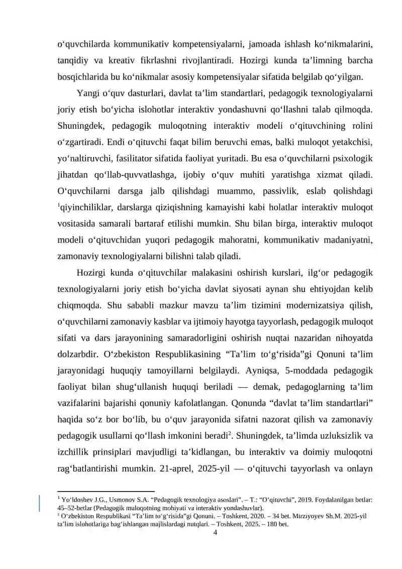 ZAMONAVIY TA’LIMDA PEDAGOGIK MULOQOTNING INTERAKTIV MODELI 4