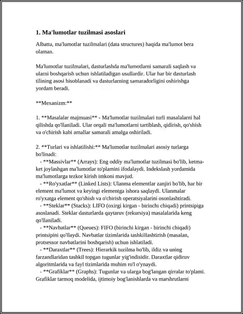 Ma'lumotlarni Tuzilmasi va Algoritmalar 4