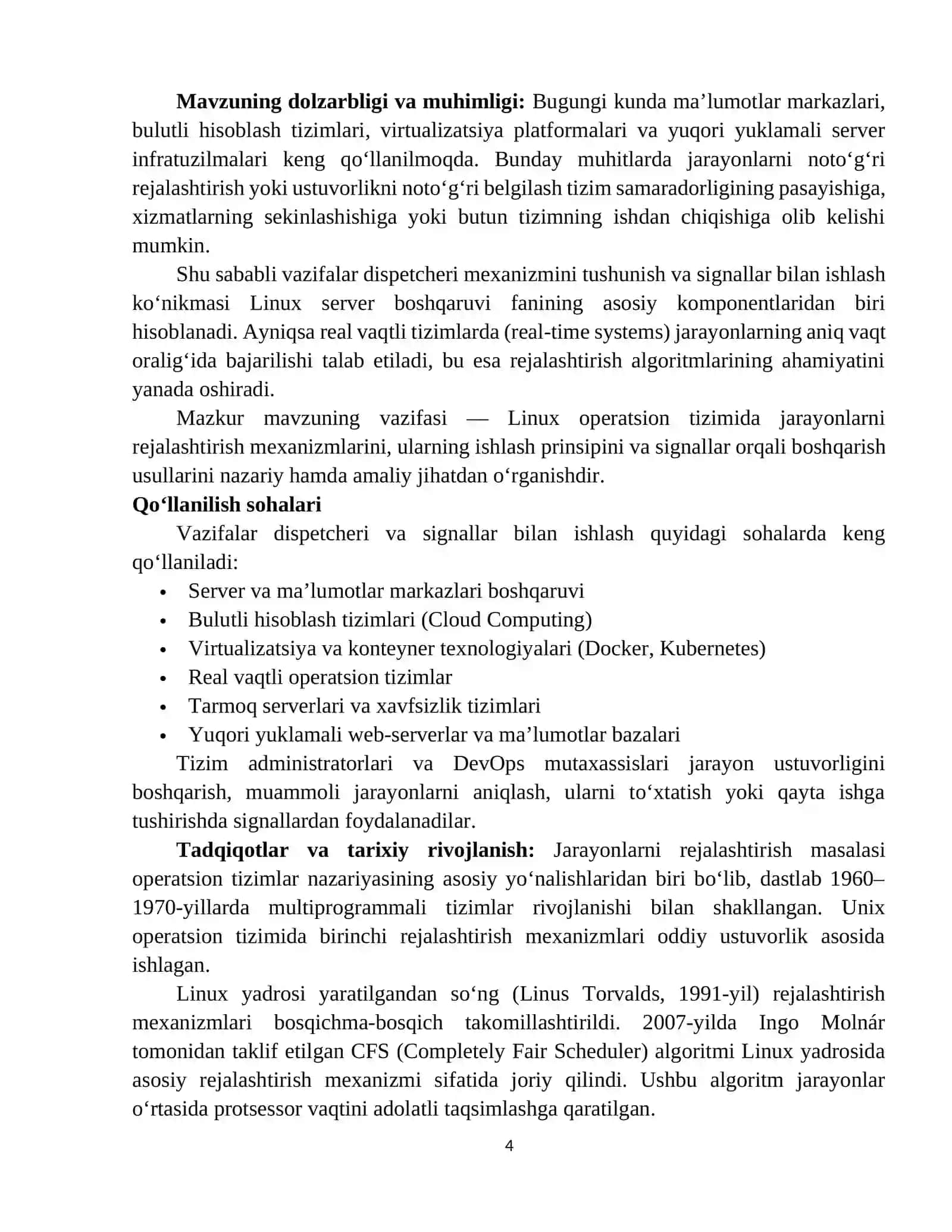Vazifalar Dispetcheri. Signallar bilan ishlash. 4