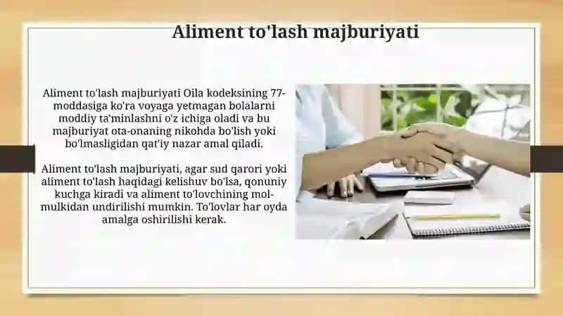 Aliment to'lash to'g'risidagi kelishuv 4