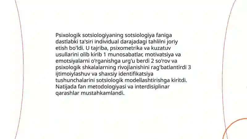 Psixologik sotsiologiyaning sotsiologiya tarixida tutgan o'rni 4