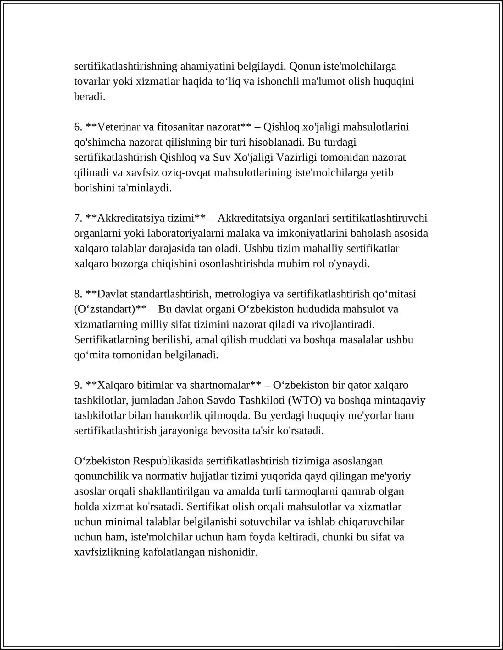 SERTIFIKATLASHTIRISH VA UNING HUQUQIY-MEʼYORIY TAʼMINOTI 4