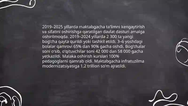 Oʻzbekiston Respublikasida ta'lim sohasida amalga oshirilgan islohatlar 4