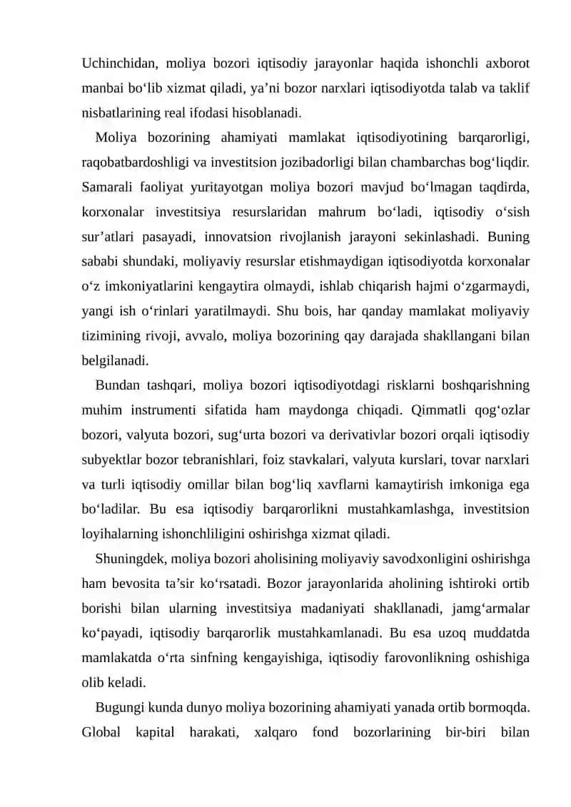 Moliya Bozori va Uni Tuzilishi Xamda Moliya Bozorining Funksiyalari 4