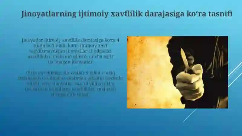JINOYAT VA JINOYATLARNI TASNIFLASH. JINOIY JAVOBGARLIK VA UNING ASOSLARI. 4