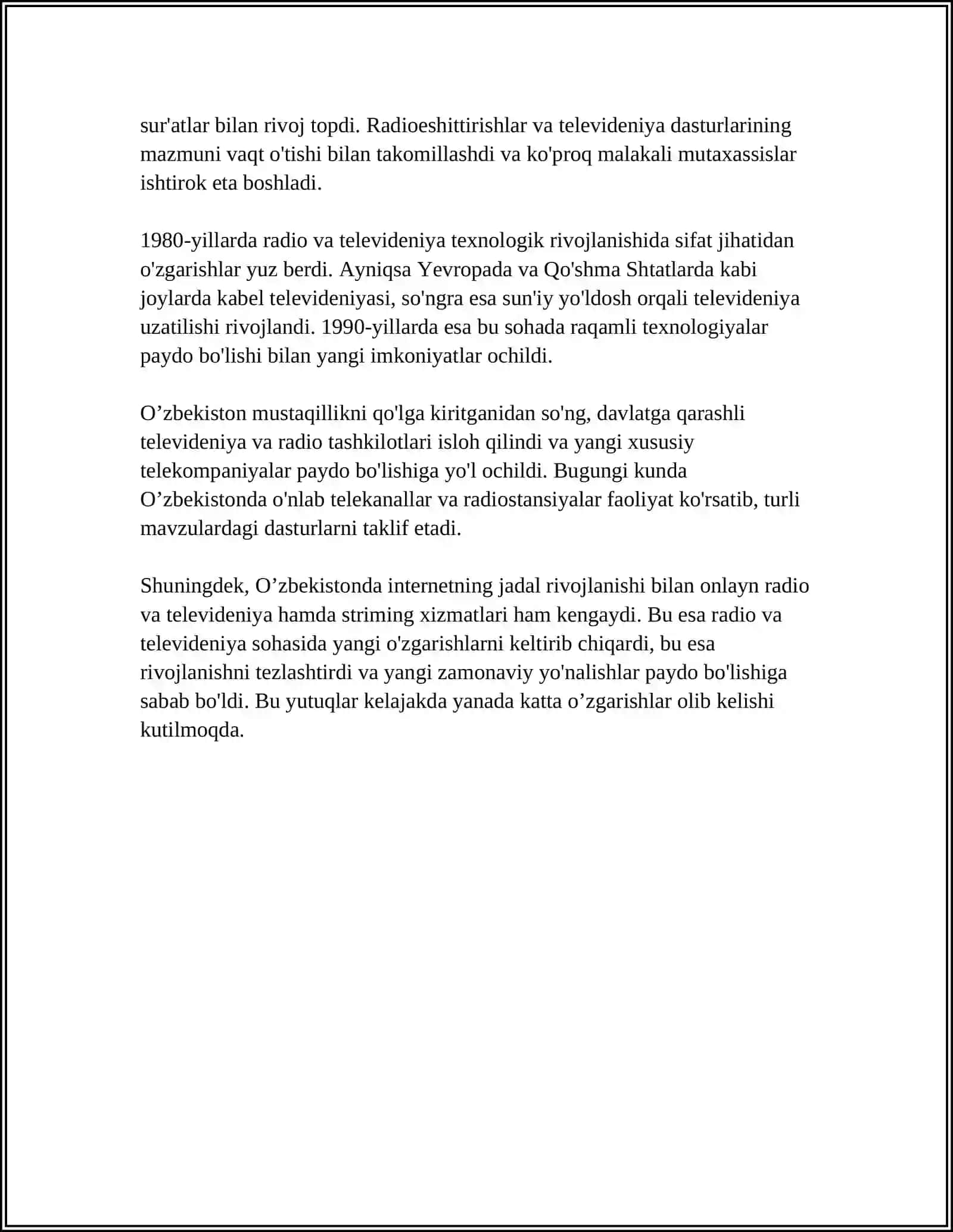 RADIO VA TELEVIDENIYA TEZKOR VA OMMAVIY AXBOROT VOSITASI SIFATIDA 4