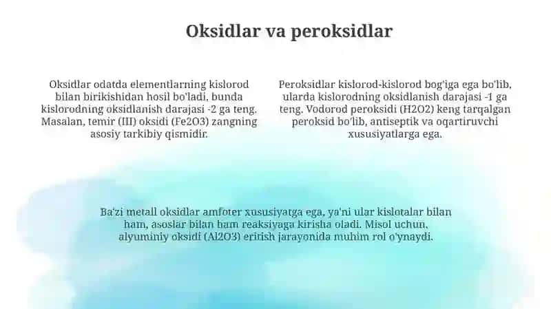 Noorganik birikmalarning asosiy sinflari 4