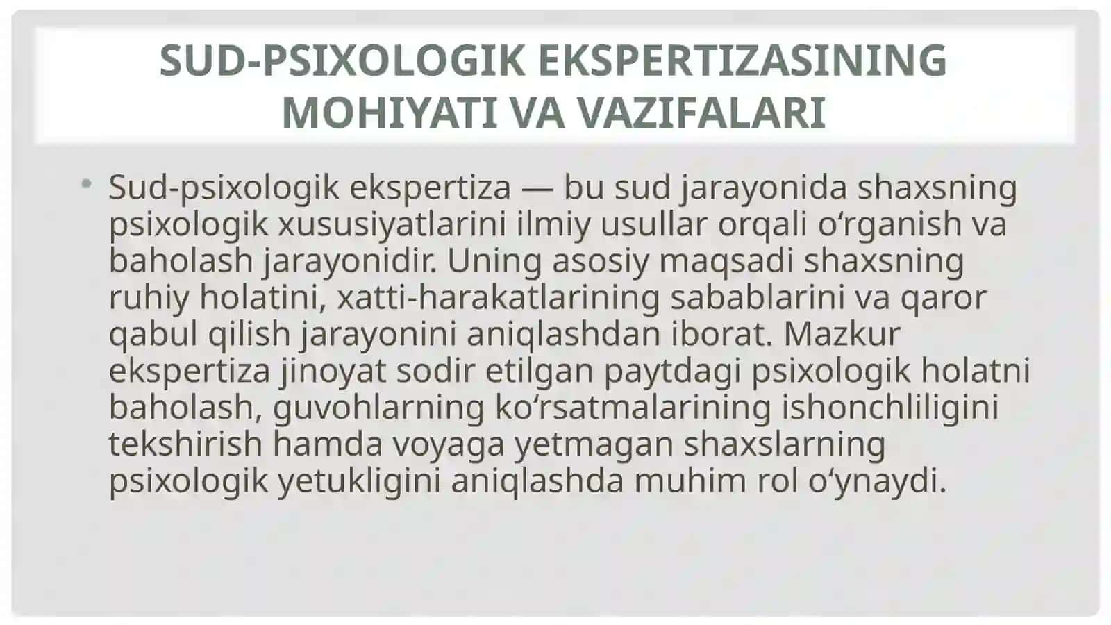 Sud-psixologik ekspertizasi va ekspertiza turlari 4