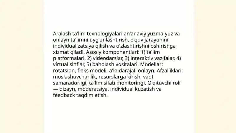 Teskari sinf (flipped classroom) pedagogik texnologiyalari 4