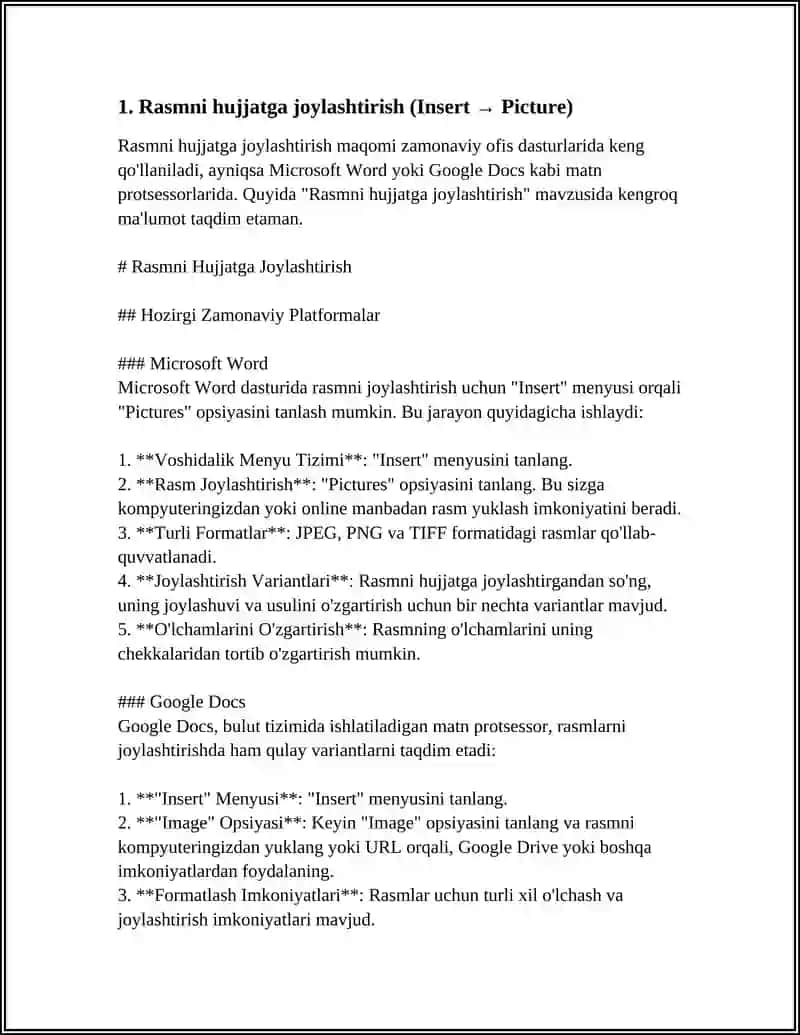 MS WORD-DA TAYYOR RASMLARNI O'RNATISH VA TAHRIRLASH 4
