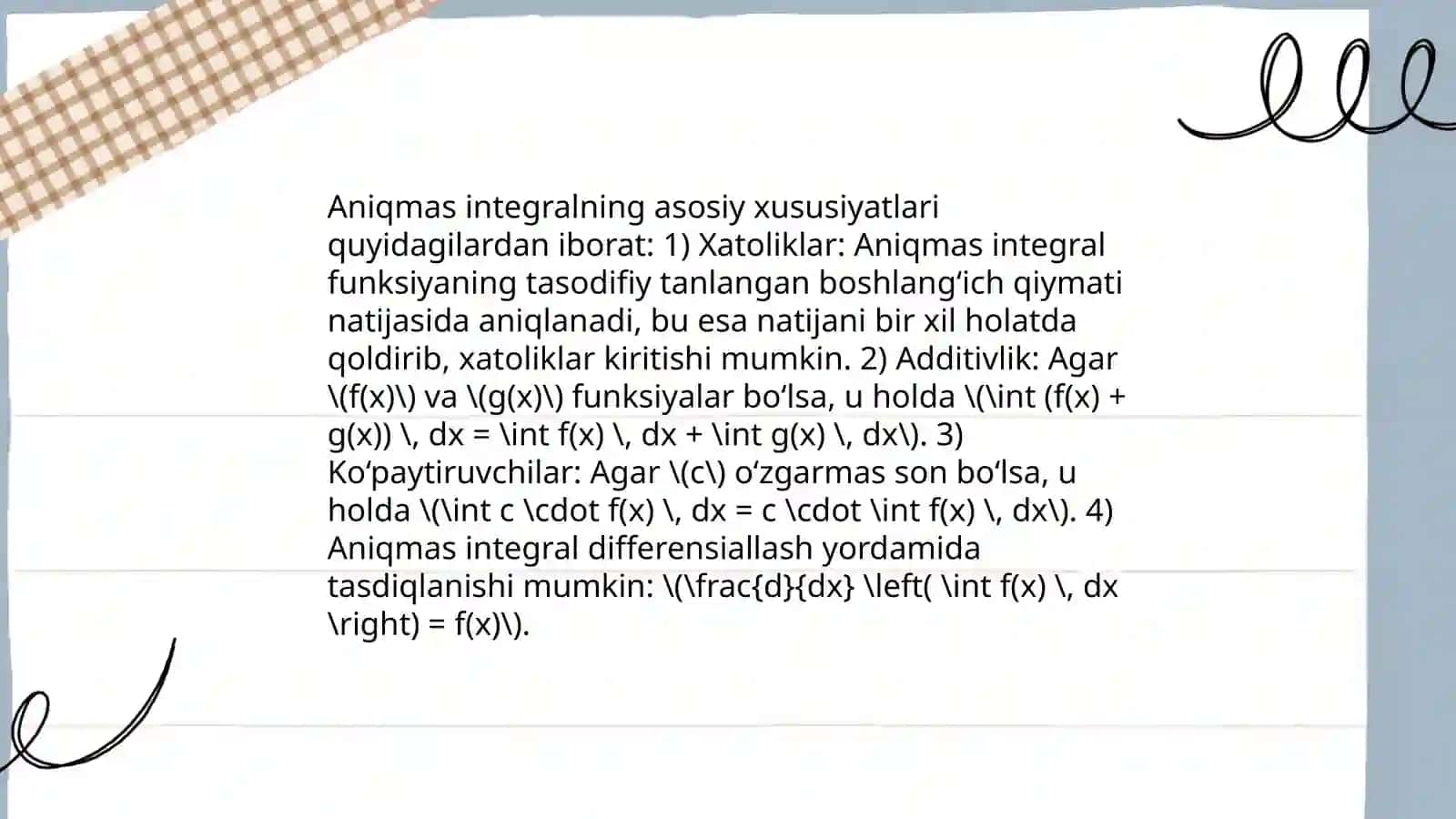 Aniqmas integral va uni topish topishning usullari 4