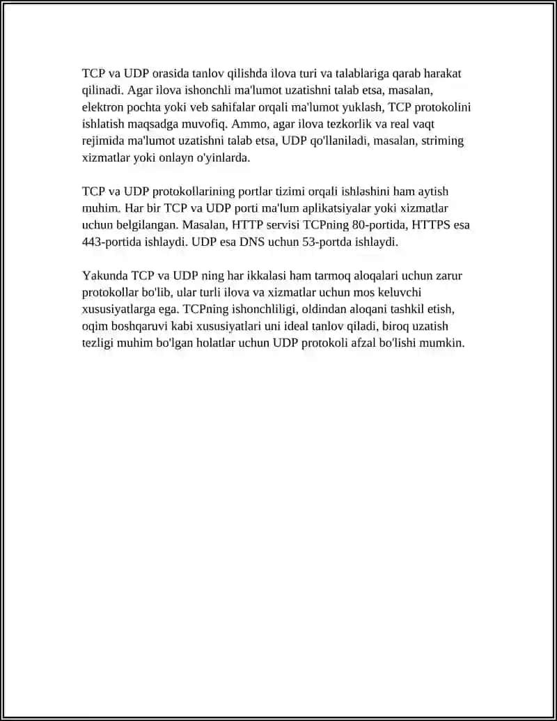 TCP VA UDP PROTOKOLLARI 4