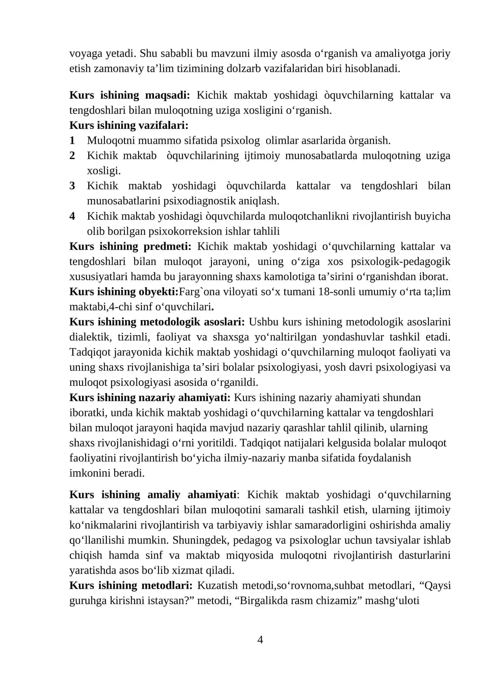 Kichik maktab yoshidagi òquvchilarning kattalar va tengdoshlari bilan muloqotning uziga xosligi 4