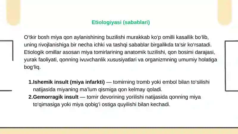 O‘TKIR BOSH MIYA QON AYLANISHINING BUZILISHI 4