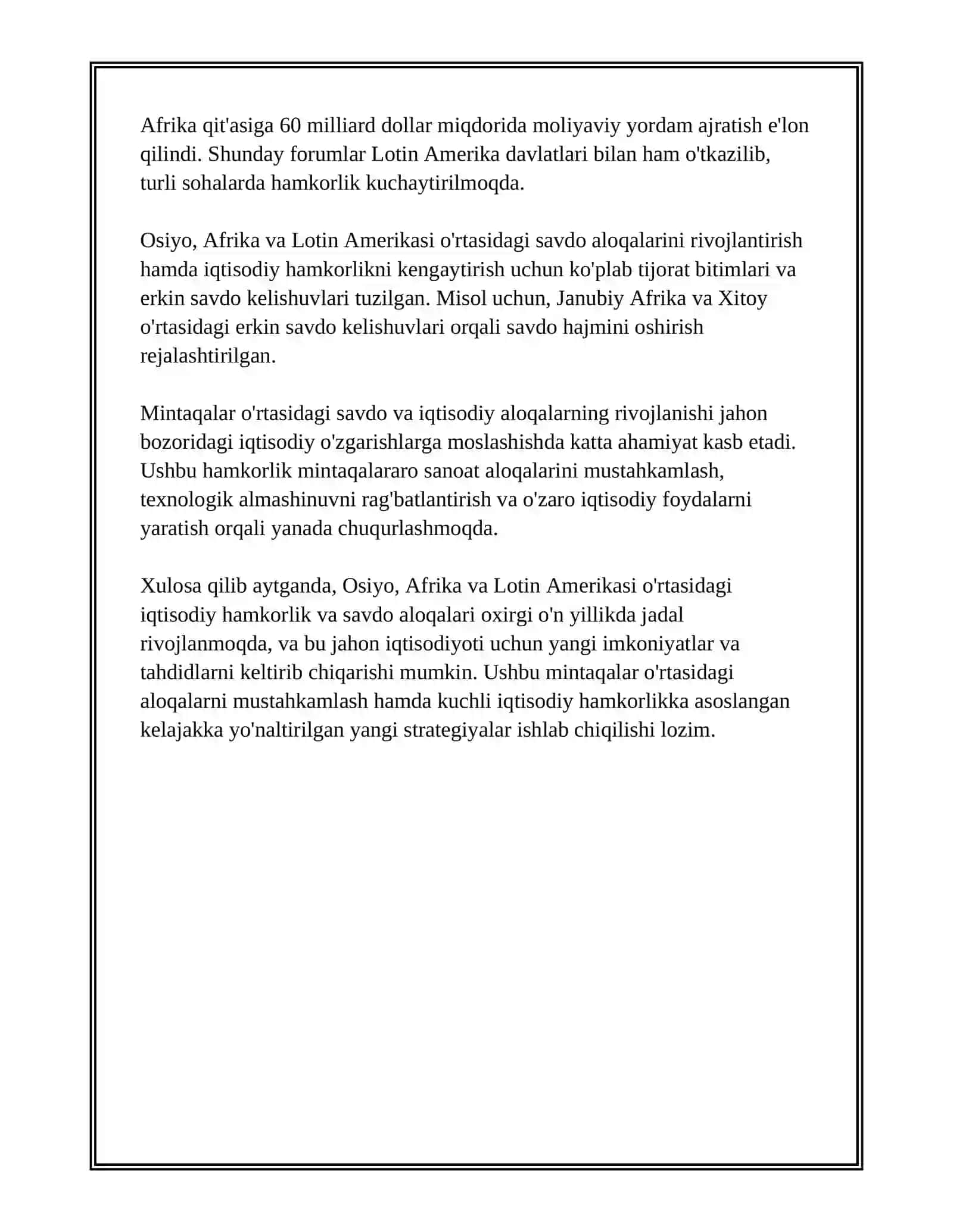 OSIYO, AFRIKA VA LOTIN AMERIKASI 4