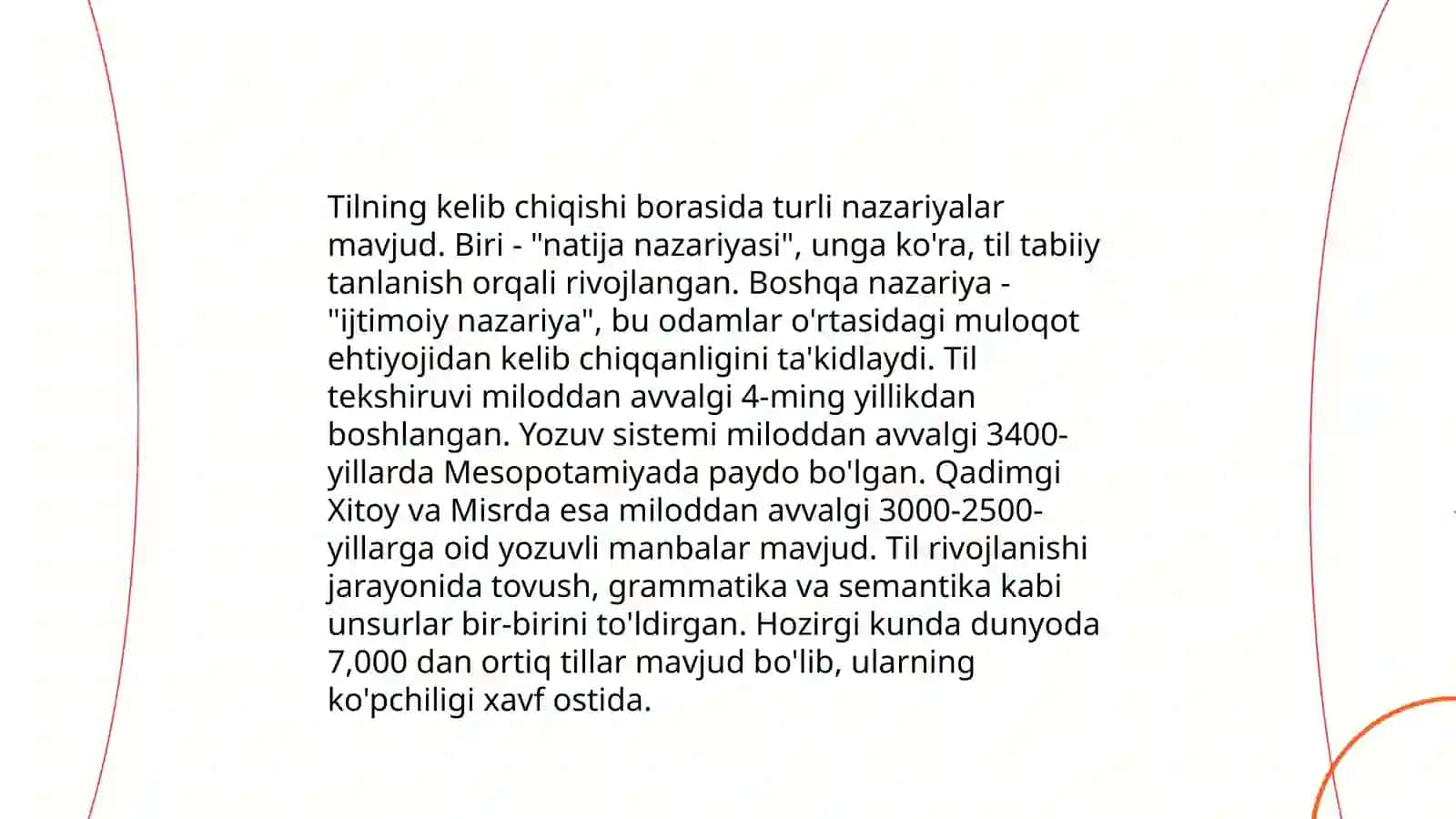 Til haqida umumiy ma‘lumot.Til va jamiyat 4