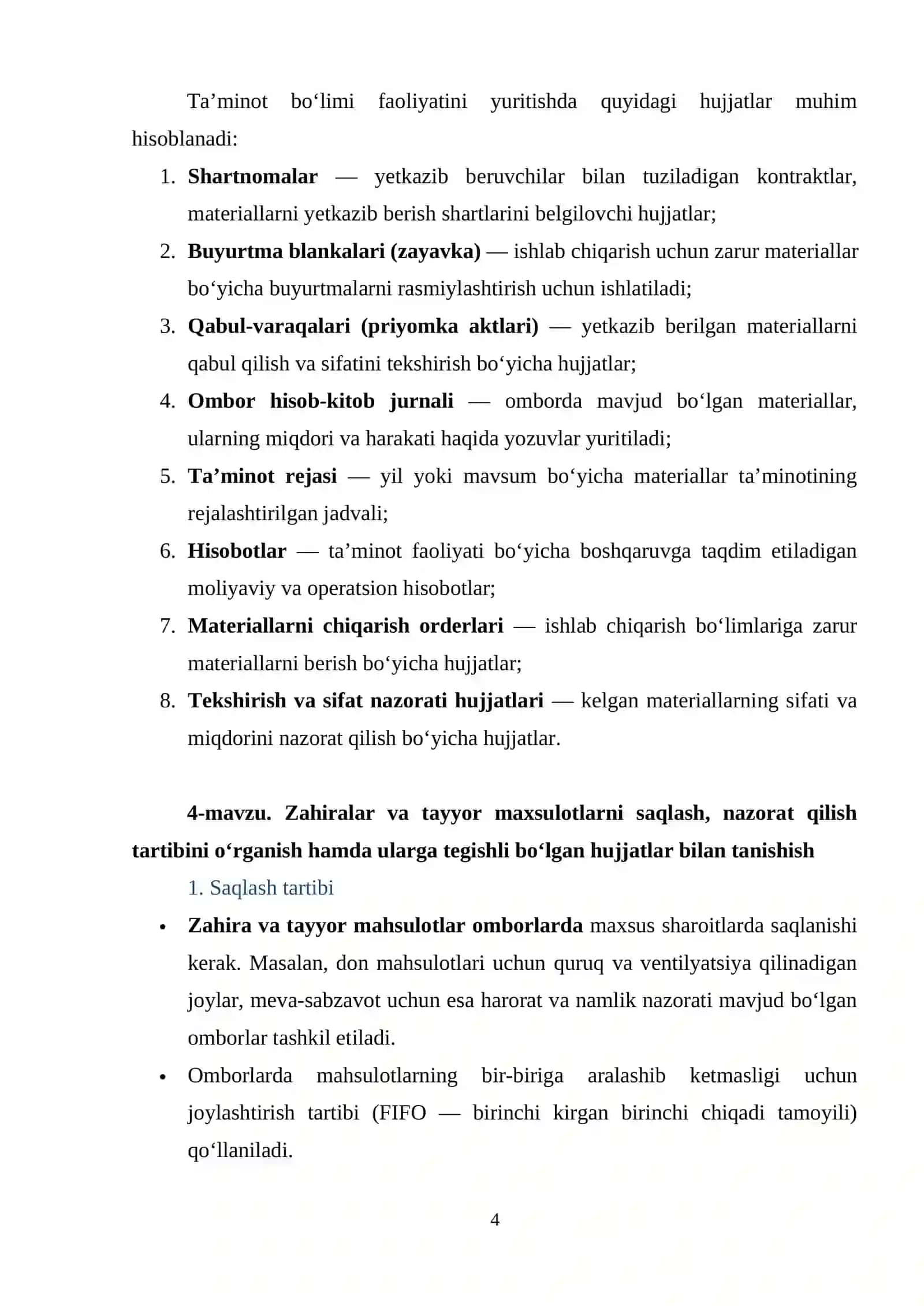 1-mavzu. Amaliyot obyektining vazifalari, tashkiliy tuzilishini o‘rganish 4