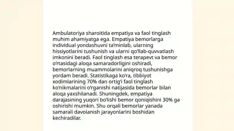 Ambulatoriya sharoitida bemorlar bilan munosabatda bo'lish psixologiyasi 4