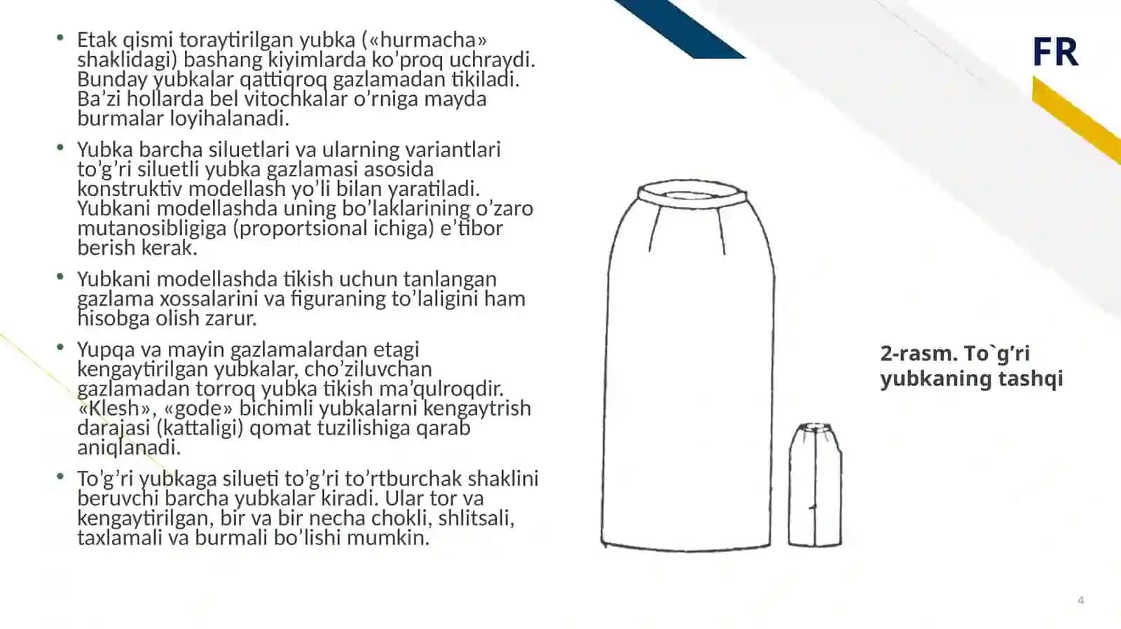 Turli bichimdagi ayollar yubkasini konstruksiyalashning xususiyatlari 4