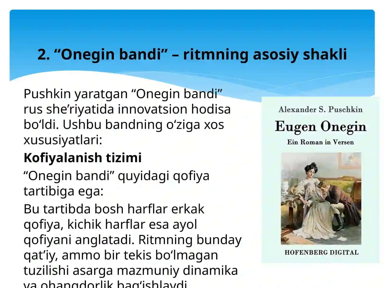 Aleksandr Pushkinning "Evgeniy Onegin" asarida ritm oʻrni 4