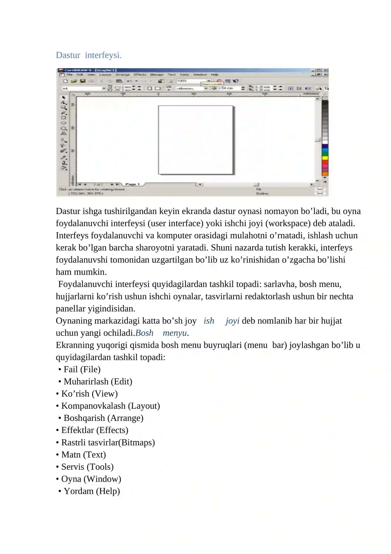 Corel Draw grafik prosessori va uning imkoniyatlari 4
