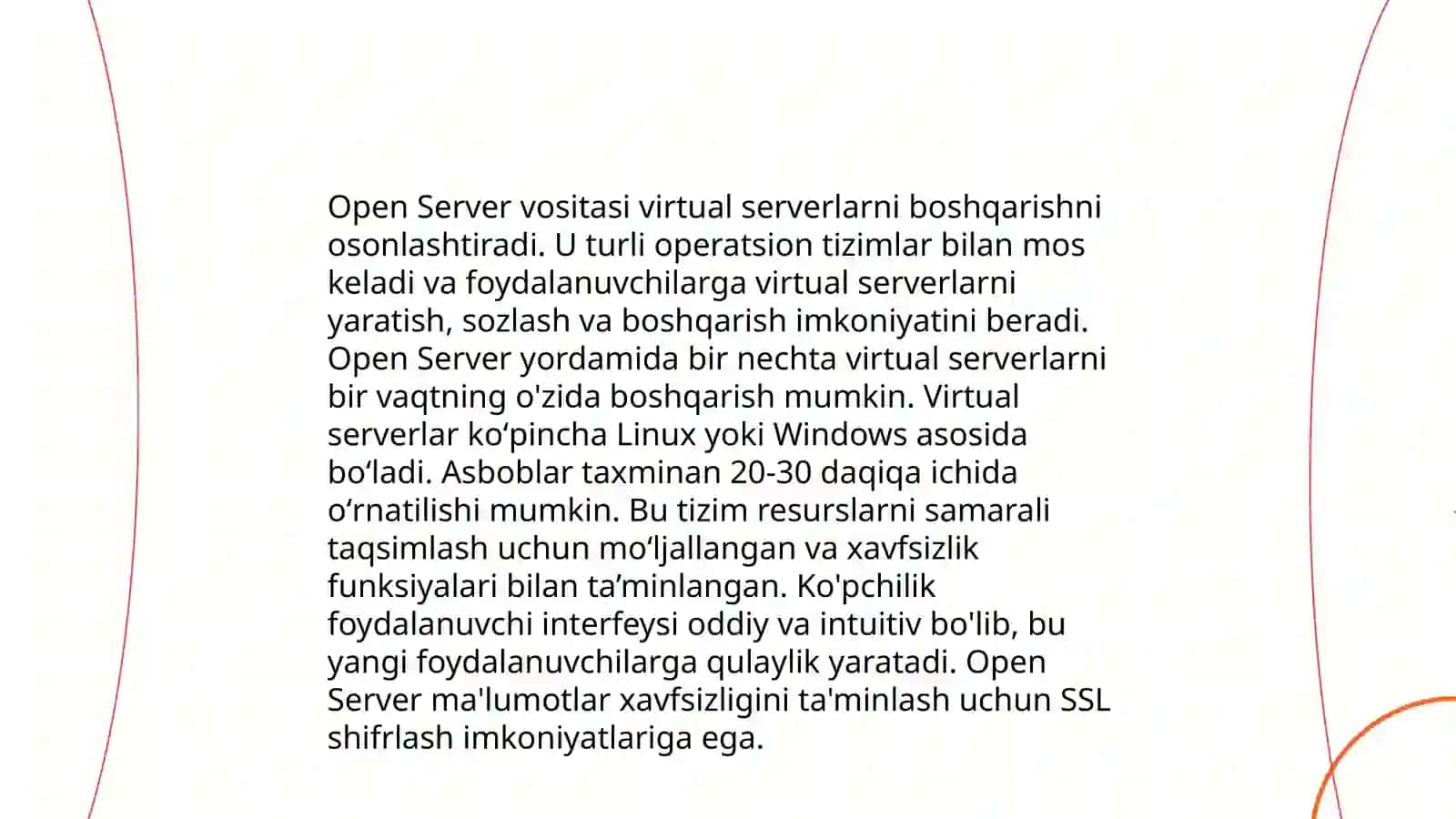 Open Server dasturlari bilan ishlash imkoniyatlari 4