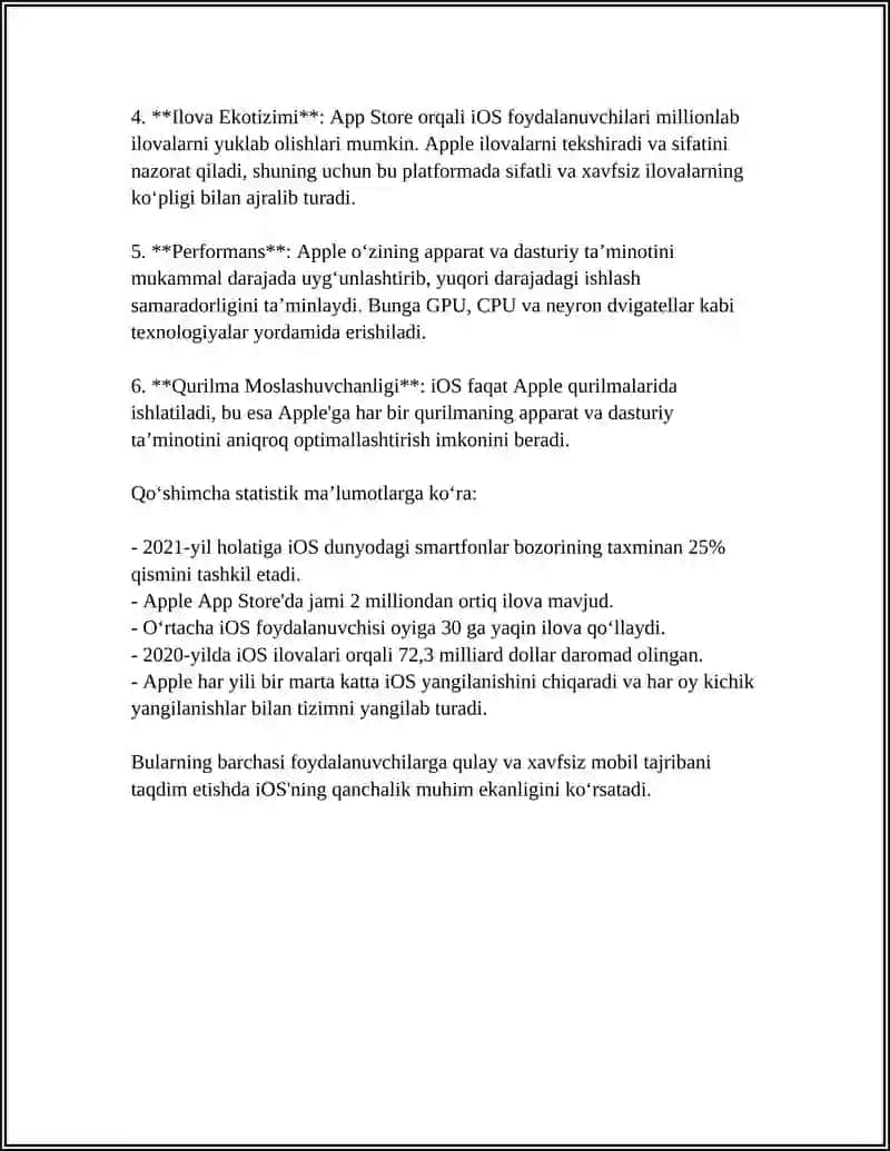MOBIL OPERATSION TIZIMLARI. IOS MOBIL OPERATSION TIZIMI 4