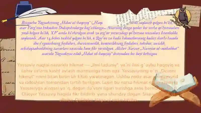 Ahmad Yassaviy va va Yugnakiy hayoti va ijodining manbalari 4