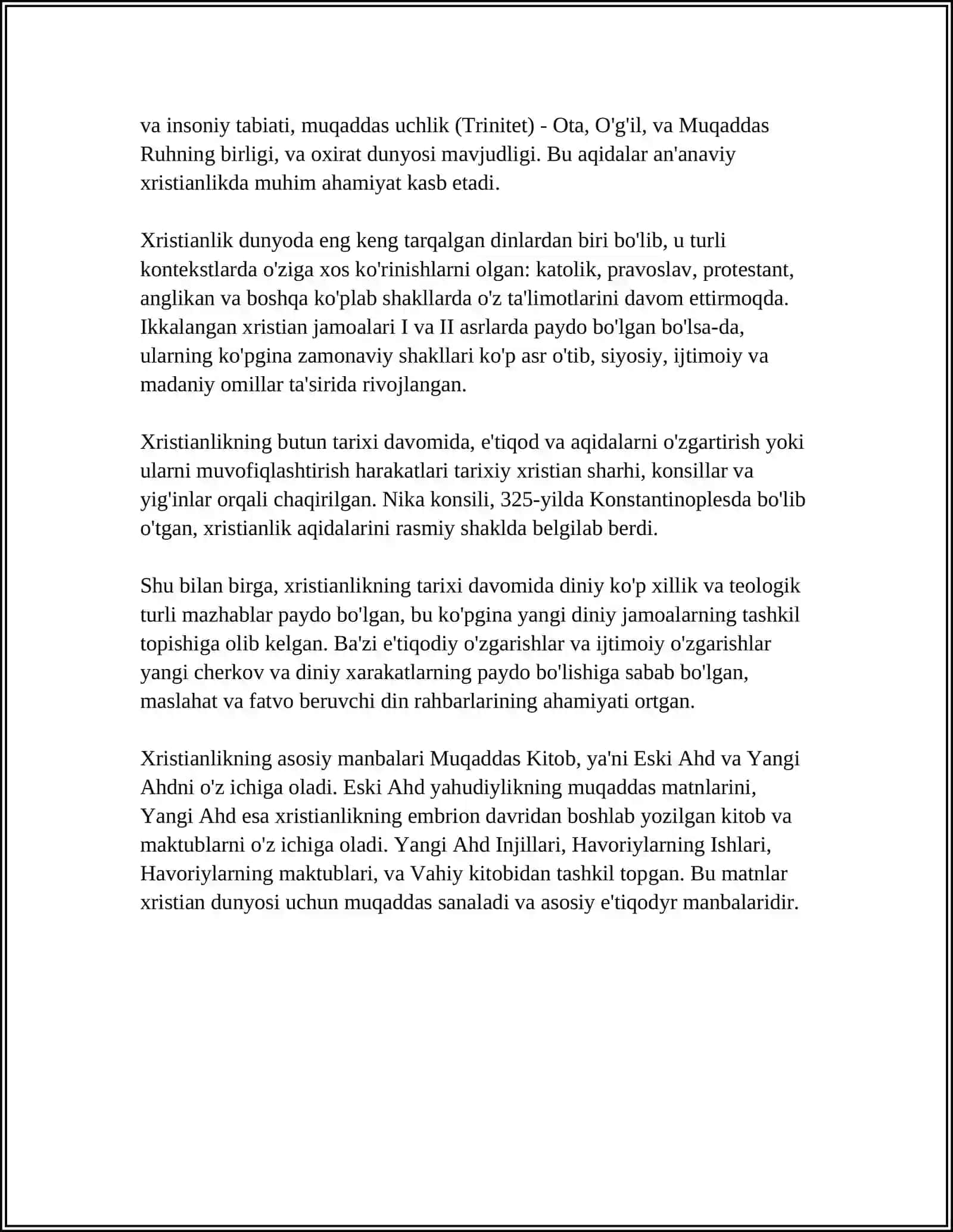 XRISTIANLIK DININING PAYDO BOʻLISHI AQIDALARI ASOSIY YOʻNALISHLAR TAʼLIMOTLARI VA MANBALARI 4