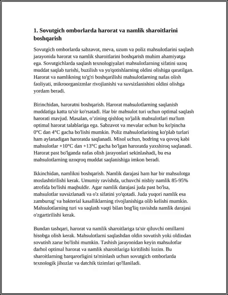 SABZAVOT MEVA UZUM VA POLIZ MAHSULOTLARINI SOVUTGICH OMBORLARDA SAQLASH 4