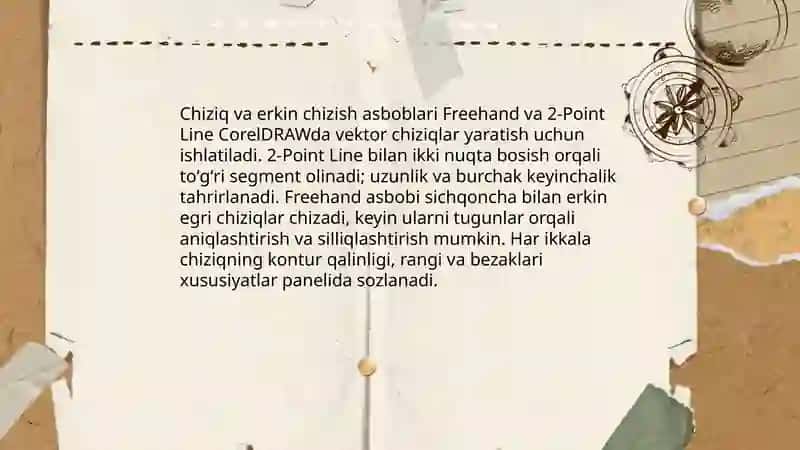 Asboblar paneli va chizish vositalari 4