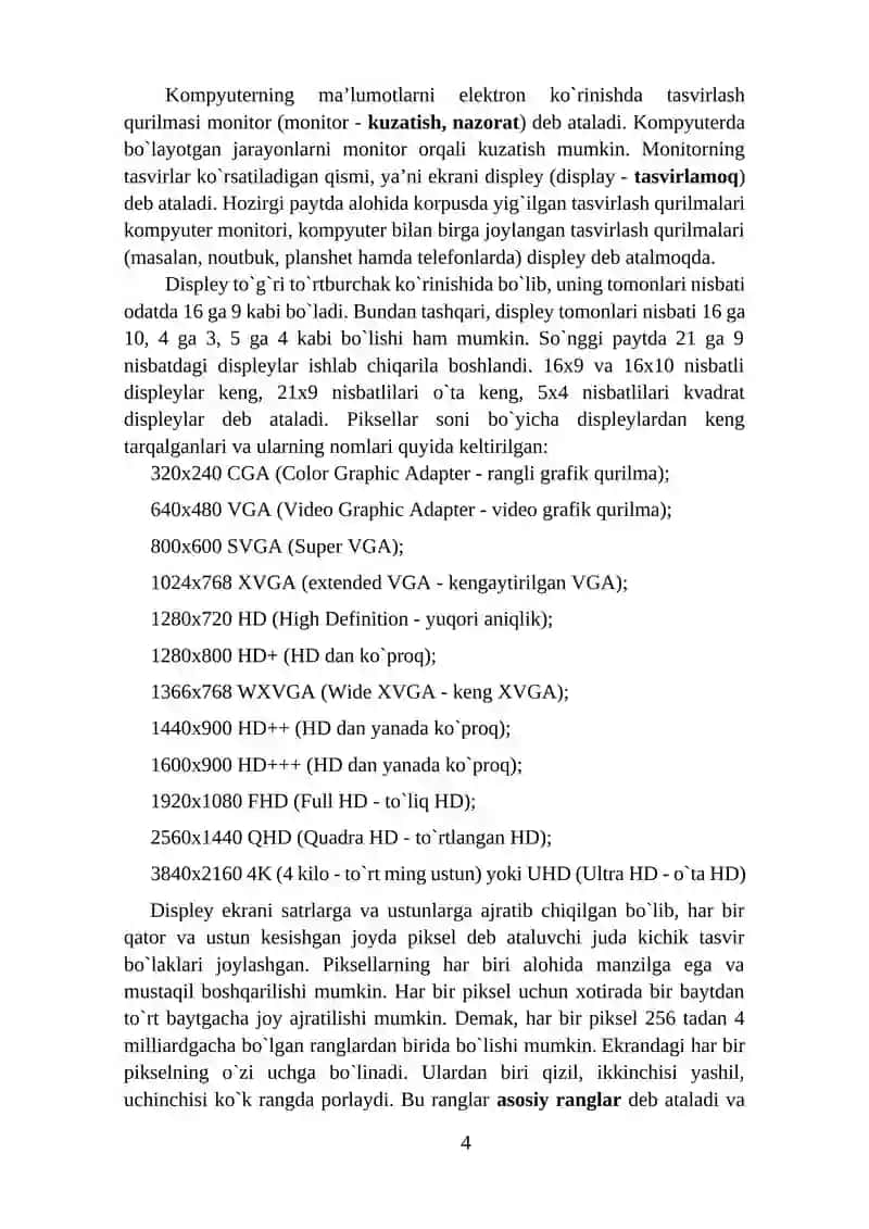 Rastrli tasvirlarni matematik tasvirlash va tasvirlarni yaxshilash usullari 4
