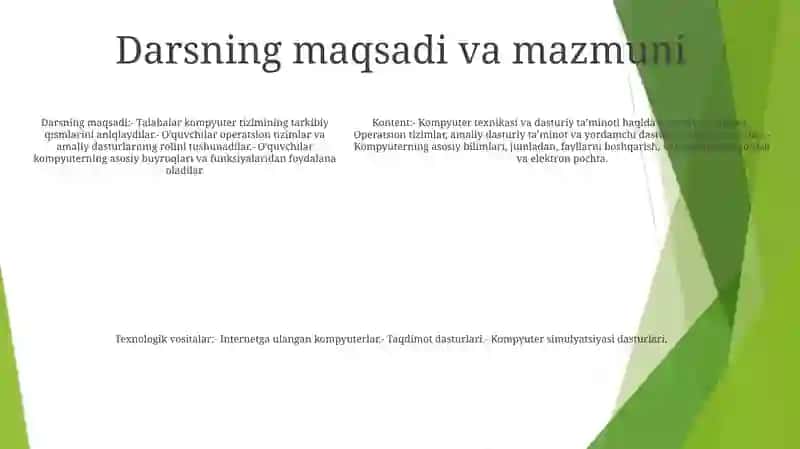 Texnologiya Dars Tahlili 4
