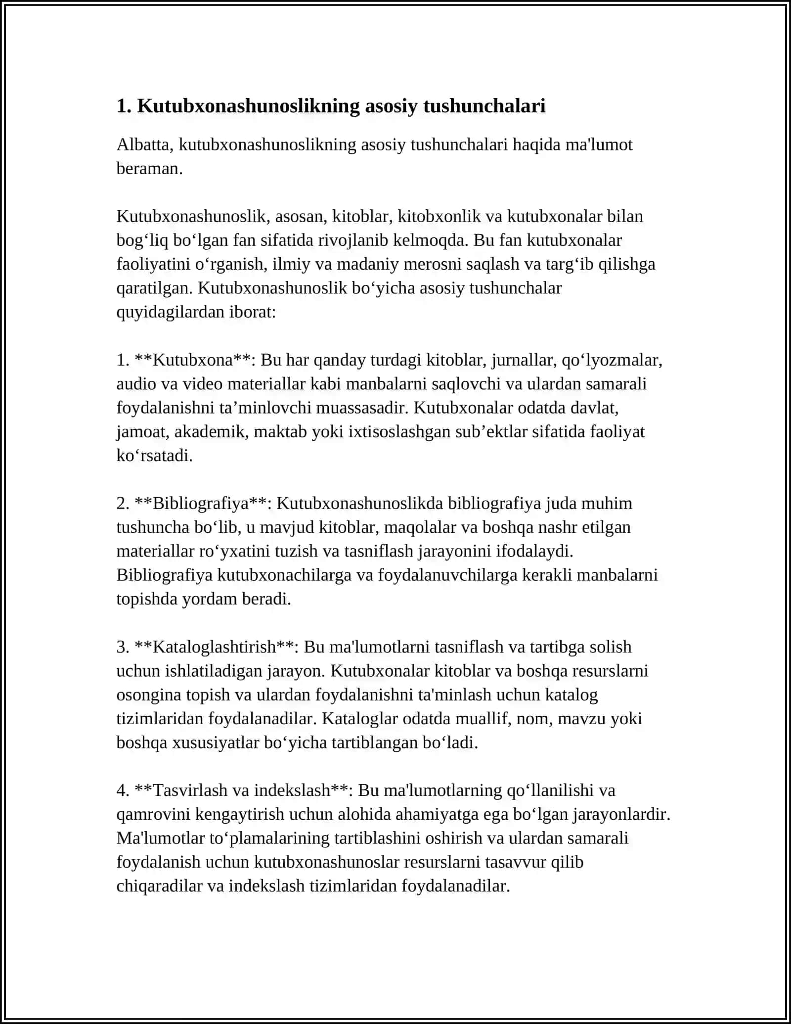 Kutubxonashunoslikning asosiy tushunchalari 4
