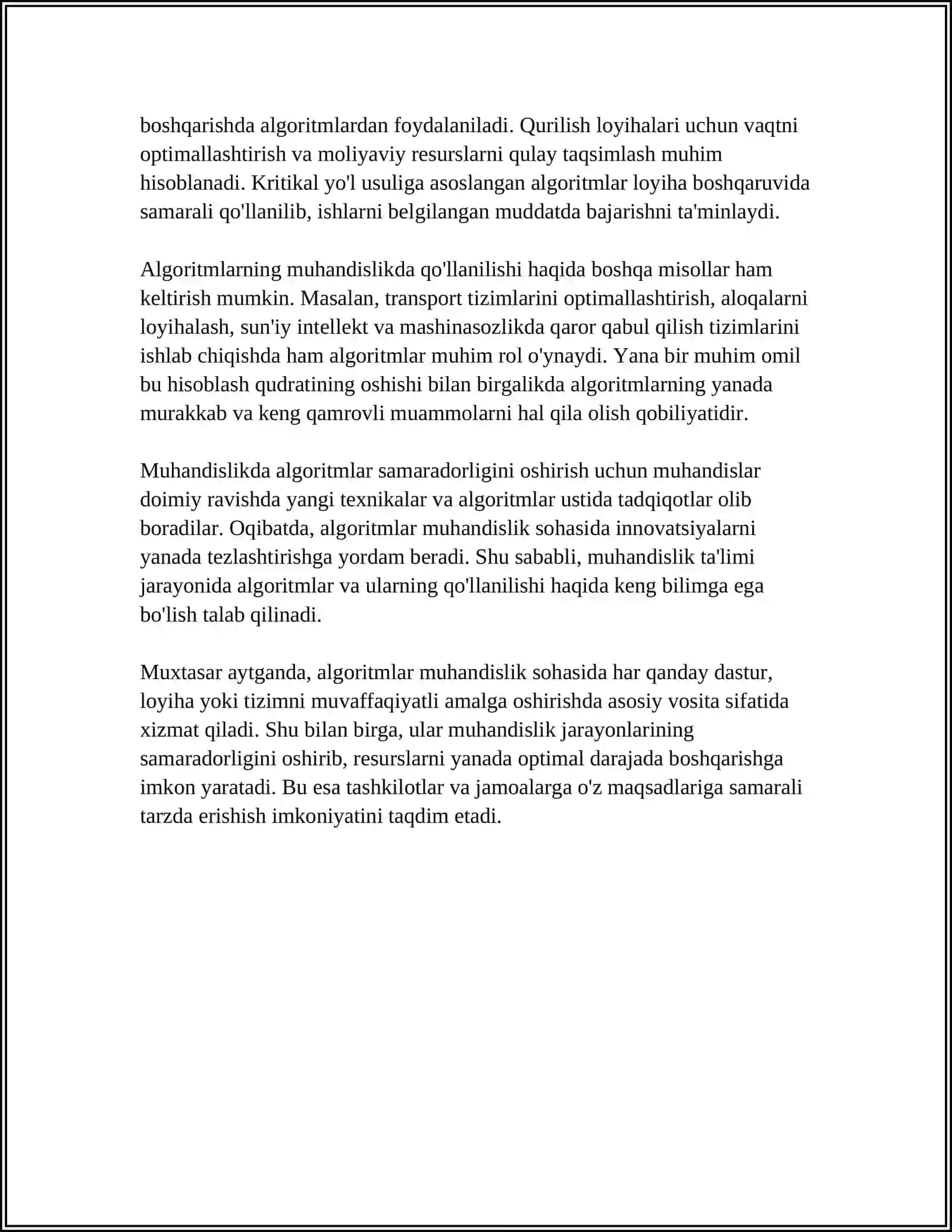 MUHANDISLIK MASALALARI YECHISHDA DASTURLASH USULLARIDAN FOYDALANISH REFERAT 4