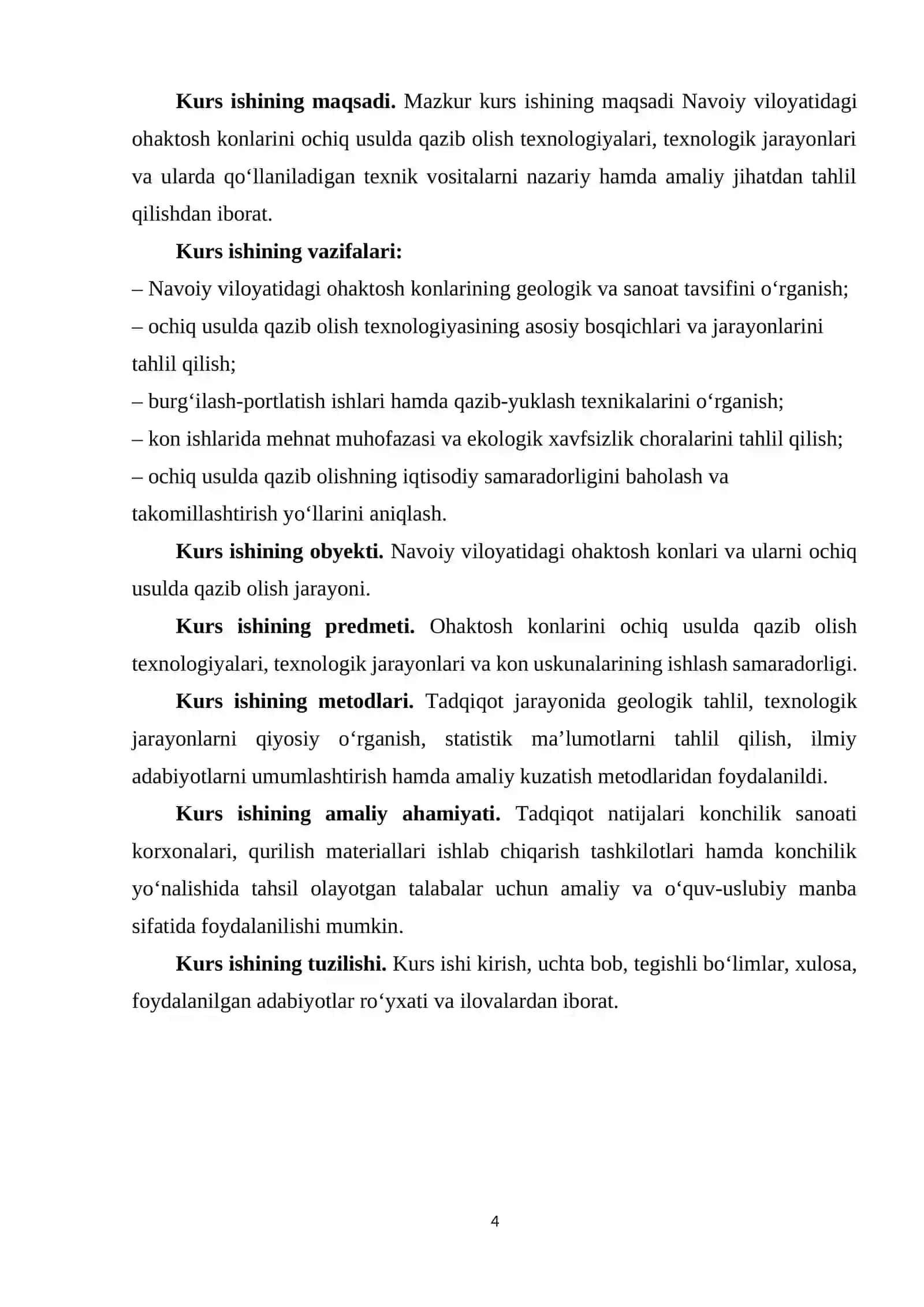 Navoiy viloyatidagi ohaktosh konini ochiq usulda qazib olish texnologiyasi 4
