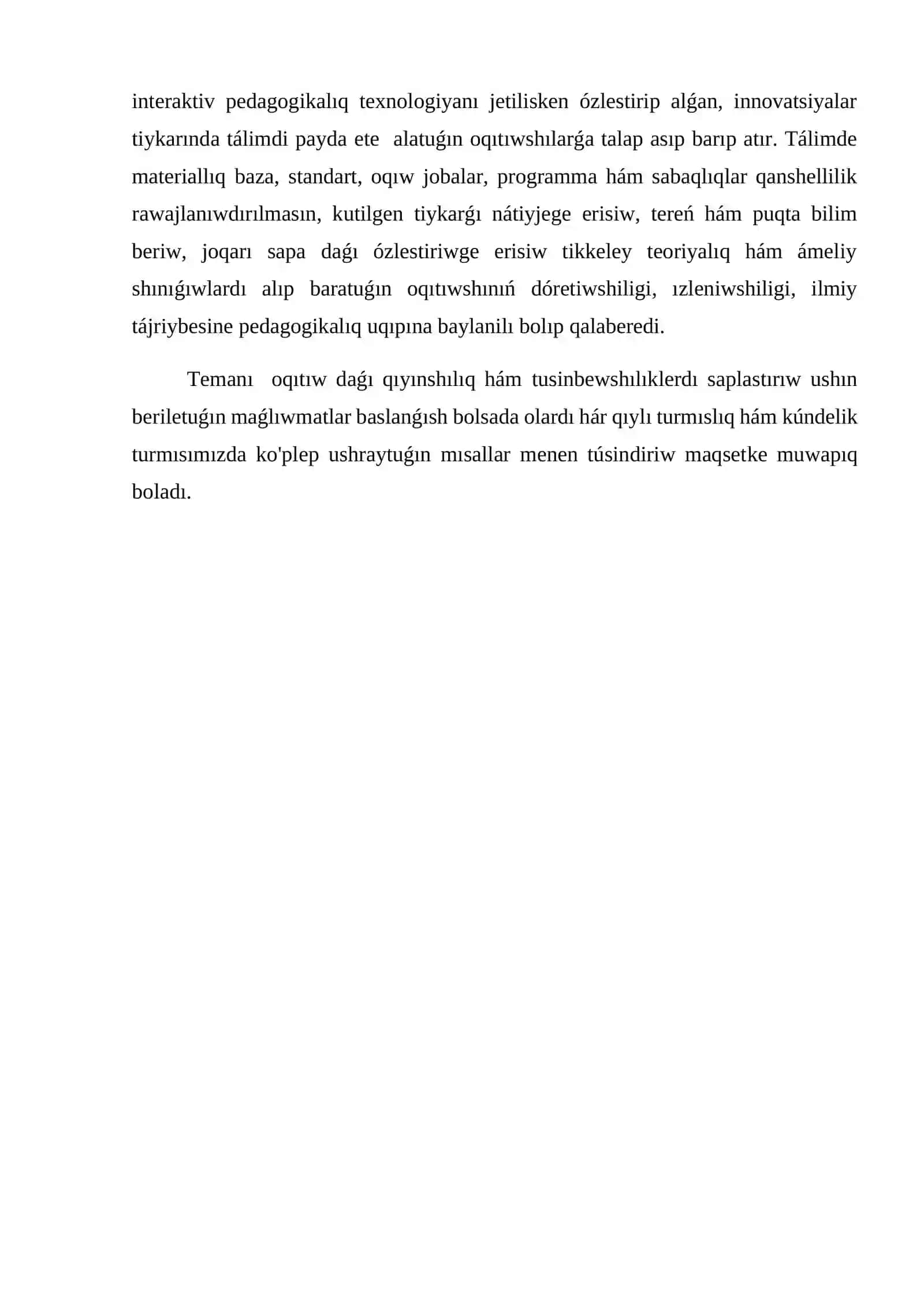 Om nızamların Úyreniw 4