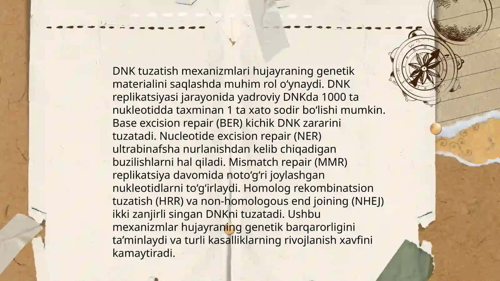 Reparatsiya fermentlari faoliyatining xilma-xilligi. Noallel genlarning oʻzaro ta'siri. Pleyotropiya 4